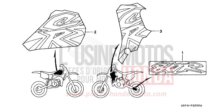 MARQUE (1) de CR80R "Grandes Roues" NEUCLEAR RED (R177) de 1996